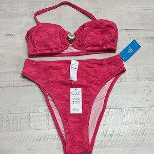 Cupshe Pink Convertible Bikini Top & Cheeky Bottoms